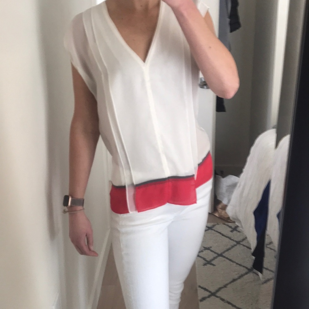 Bright white and pink Kenneth Cole top